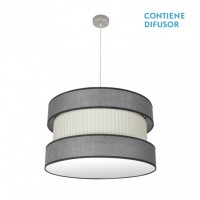Distribuidor - Lâmpadas Diversas | Colgantes Moderno | COLGANTE HOME 3XE27 NIQUEL/GRIS-BEIS REGX60X60 CMRef: 175596028